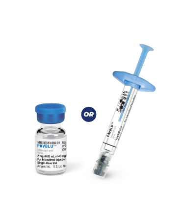 PAVBLU™ is available in both vial and silicone oil-free PFS